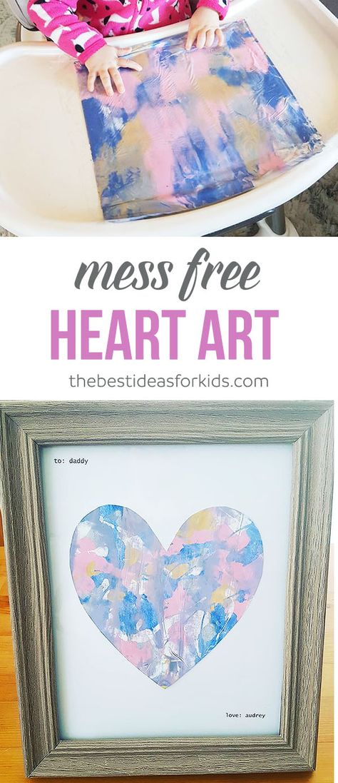 Mess Free Painting for Toddlers - Heart Art Painting For Toddlers, Mess Free Painting, Birthday Presents For Dad, Free Painting, Art Activities For Toddlers, Baby Art Projects, Diy Gifts For Mom, Toddler Valentines, Art Activity