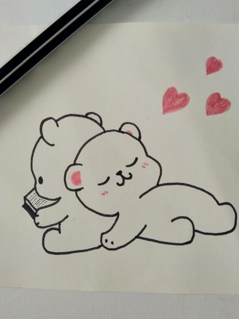 Cute Drawings For Friends, Something Cute To Draw, Tiny Drawings Doodles, Cute Character Drawings, Mini Drawings Love, Skechtbook Ideas, Drawing Cute Things, Doodle Doodle, Cute Easy Doodles