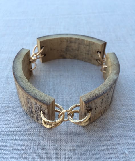 Bamboo Bangle by Chic Verte Coconut Jewelry, Wooden Bead Jewelry, Bamboo Bracelet, Bamboo Necklace, Bamboo Ideas, Wood Jewelry Diy, Bamboo Jewelry, Wood Jewelery, Wooden Bangle