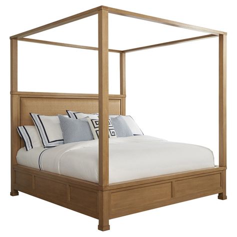 Brown Upholstered Bed, Headboard Canopy, Wood Canopy Bed, Wood Canopy, Cal King Bedding, Canopy Frame, Barclay Butera, Lexington Home, Padded Headboard