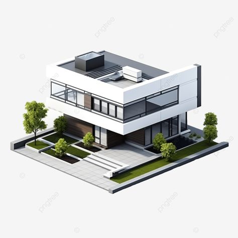 isometric minimalist modern home modern minimalist isometric png Single House Design, Tui Bird, Modern Facade, Single House, Bungalow Style House Plans, 3d House Plans, Plans Architecture, Building Company, Paris Home