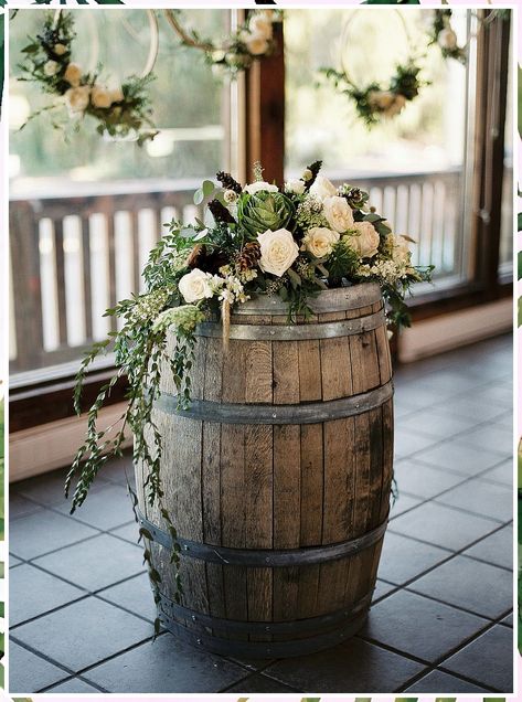 Wedding Flower Arrangements - Be Awesome - Stop Looking! Get all your needs met from one of the leading online retailers. Wine Barrel Wedding Flowers, Wedding Barrel, Wine Barrel Wedding Decor, Barrel Wedding Decor, Wine Barrel Wedding, Barrel Flowers, Barrel Wedding, Outdoor Wedding Decorations, Wedding Arrangements