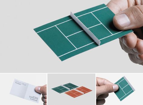 TENNIS COURT BUSINESS CARD  for Denia Salu Tennis Academy, Brazil  by  Antonio Correa and Rodrigo Ribeiro Tennis Business Card, Tennis Branding, Tennis Academy, Tennis Net, Tennis Event, Tennis Coach, Tennis Tournaments, Architecture Collage, Paper Crafts Diy Kids