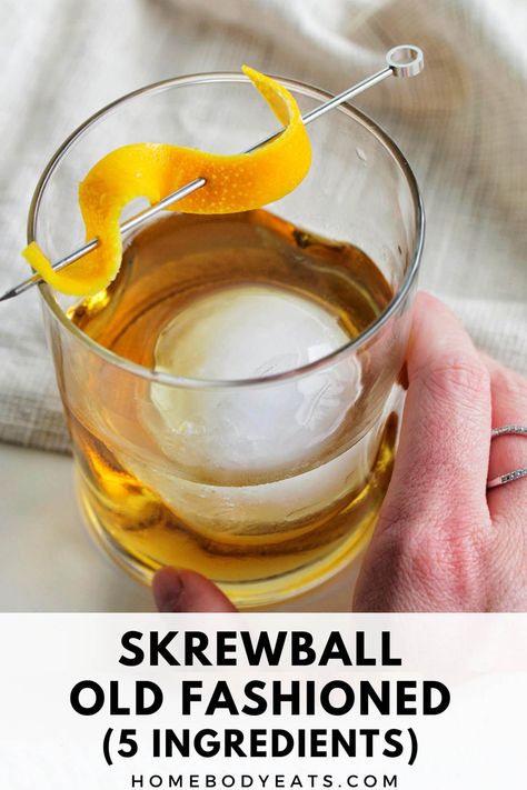 Screwball Whiskey Drinks Easy, Peanut Butter Old Fashioned Cocktail, Drinks With Skrewball Whiskey, Peanut Butter Old Fashioned, Screw Ball Peanut Butter Whiskey Drinks, Holiday Cocktails Thanksgiving, Old Fashioned Recipes Cocktail Whiskey, Winter Cocktail Party, Holiday Cocktails Christmas