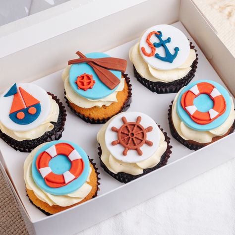 Nautical Cupcakes, Nautical Cupcake, Fondant Ideas, Naked Cakes, Nautical Party, Vanilla Buttercream, Set Sail, Mini Cakes, Celebration Party