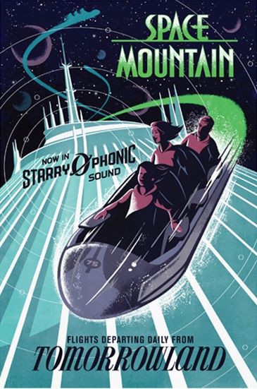 Space Mountain - Tomorrowland Poster Disneyland Tomorrowland, Vintage Disney Posters, Disney Poster, Disney Attractions, Retro Disney, Disney Rides, Disney Collector, Disney Posters, Space Mountain