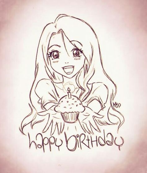 Anime Happy Birthday, Birthday Drawing Ideas, Happy Birthday Drawings, Birthday Drawing, Birthday Doodle, Drawings For Boyfriend, Face Anime, Birthday Coloring Pages, Birthday Card Drawing