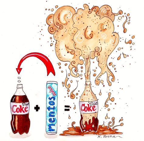 Coke And Mentos Experiment, Coke And Mentos, Mentos And Coke, Science Project Board, Recycled Crafts Kids Projects, Stem Kids, Kitchen Chemistry, Class Mom, Candy Drawing