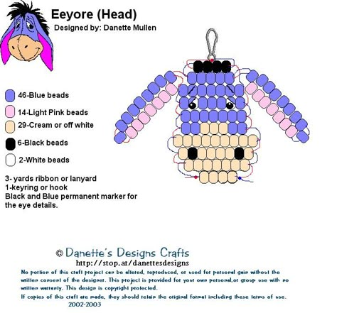 Eeyore Bead Pattern, Pony Bead Designs, Pony Beads Patterns, Pony Bead Keychain Patterns, Bead Keychain Patterns, Beaded Figures, Bead Pets, Bead Buddies, Pony Bead Animals