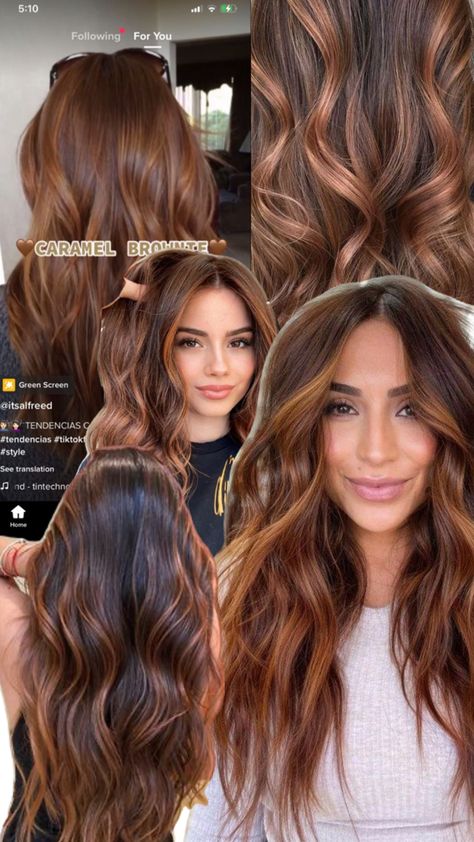 Balayage Hair Copper, Copper Brown Hair, Copper Highlights, Brunette Hair With Highlights, Dark Hair With Highlights, Hair Color Auburn, Brown Hair Balayage, Brown Blonde Hair, Hair Color And Cut