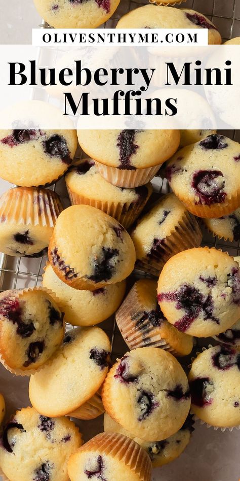 Mini Breakfast Muffins, Dairy Free Blueberry Muffins, Mini Muffin Tin Recipes, Winter Baking Recipes, Mini Blueberry Muffins, Mini Muffin Recipe, Blueberry Muffin Recipe, Blueberry Muffins Recipe, Homemade Blueberry Muffins