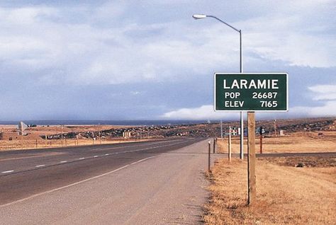 Laramie population sign Laramie Project, Laramie Wyoming, Theatre Inspiration, Stage Set Design, Land O Lakes, Famous Names, Social Art, Winter's Tale, Stage Set