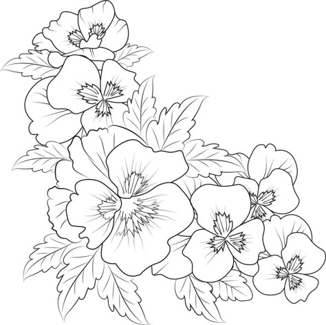 Realistic pansy flower coloring pages pansy flower tattoo drawing, Rhinegold drawing, flower cluster drawing, Cute flower coloring pages, illustration vector art, black pansy tattoo. Pansy Outline Drawing, Panseys Flower Drawing, Cluster Of Flowers Drawing, Pansy Shoulder Tattoo, Pansy Flower Tattoos, Pansies Flower Tattoo, Pansy Flower Drawing, Pansy Drawing Simple, Outline Art Flower