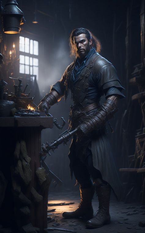 Blacksmith | Leonardo.ai Medieval Blacksmith Concept Art, Magic Blacksmith, Fantasy Blacksmith, Blacksmith Character, Medieval Blacksmith, Black Smith, Animation Ideas, Blacksmith Forge, Oc Ideas