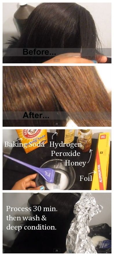 DIY HAIR | COLOR :: How to LIGHTEN Your Hair NATURALLY :: Mix Baking Soda, Hydrogen Peroxide Honey to a goopy consistency. Then apply on hair w/ a brush like normal developer. Process 30 min. Wash deep condition. Done!  #hair #beauty Lighten Your Hair Naturally, Baking Soda Hydrogen Peroxide, Diy Hair Color, Beach Blonde, How To Lighten Hair, Baking Soda Shampoo, Dyed Natural Hair, Dye Hair, Hydrogen Peroxide