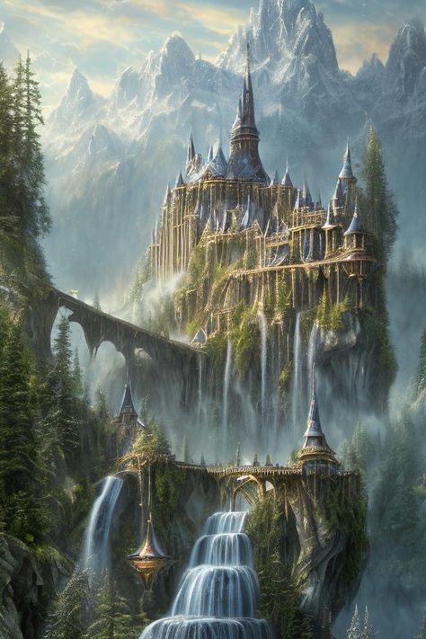 Earth Kingdom Fantasy Art, Light Kingdom Fantasy Art, Fantasy World Castle, Fae Kingdom, Mythical Kingdom, Eyeshadow For Beginners, Forest Kingdom, Photo Animation, Fantasy Kingdom