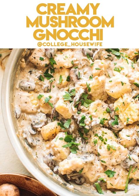 Wild Mushroom Gnocchi, Coconut Milk Gnocchi, Gnocchi With Mushroom Sauce, Gnocchi Mushroom Soup, Mushroom And Gnocchi Recipes, Chicken Mushroom Gnocchi, Creamy Mushroom Gnocchi Recipes, Mushroom Truffle Gnocchi, Creamy Mushroom Gnocchi