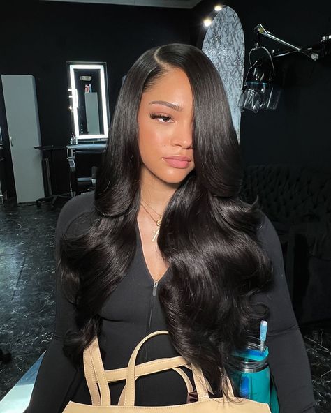 Sooo classic and fab😍 Perfect closure sew in from stylist @tia.did.it❣️    Follow @bombtress_hair for more hair ideas🤗   Get bomb hair and rock this beautiful body wave style💕  . . . . . . . . . . . #explorepage #hairinspo #closurequickweave #hairtutorial #wandcurls #closuresewin #laceclosuresewin #closureinstall #closurewig #laceclosurewig #hairclosure #sewins #unprocessedhair #closureunit #bodywavebundles #bodywavehair #hairbundles #gluelesswig #closureunit #laceclosure #sewinweave Crimped Sew In, Side Part Body Wave Sew In, Sew In Weave With Closure Side Part, Full Closure Sew In, Closure Sew In Hairstyles, Sew In Hairstyles With Closure, Side Part Sewin, Straighten Hairstyles, Closure Sew In