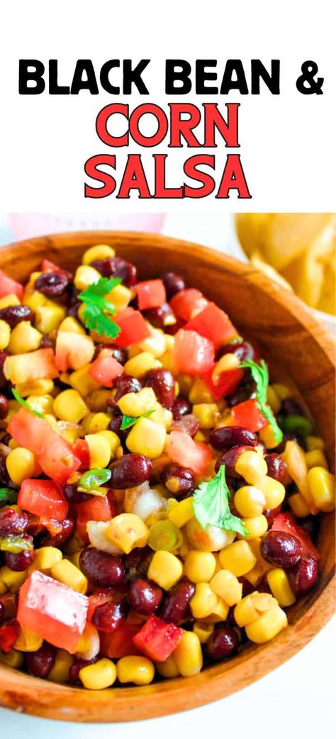 This vibrant Black bean corn salsa recipe combines black beans, corn, and diced tomatoes for a refreshing, colorful appetizer or side dish. Fresh lime and salt help this bean salsa pop with fresh flavor in every bite. Black Bean Relish, Black Bean Snack Recipes, Best Black Beans Recipe, Black Bean Recipes Mexican, Black Bean And Corn Recipes, Black Bean Side Dish, Mexican Black Beans Recipe, Black Bean Salsa Dip, Black Bean Corn Salsa Recipe