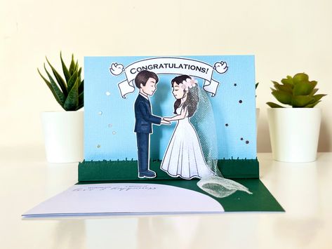 How to Make Pop-Up Cards: 6 DIY Card Ideas – Hugs in a Card Wedding Congratulations Card Diy, Diy Card Ideas, Congratulations Cards Handmade, Engagement Cards Handmade, Engagement Congratulations, Wedding Congratulations Card, Pop Up Box Cards, Wedding Congratulations, Box Cards