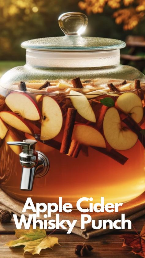 Welcome to the delicious world of Apple Cider Whisky Punch. This drink is perfect for parties, cozy nights in, or just when you feel like sipping something sweet and special. Let’s dive into how to make this yummy punch that everyone will love. #AppleCiderWhiskyPunch #AppleCider Apple Cider Punch Recipes, Whiskey Punch, Whisky Cocktail Recipes, Apple Cider Punch, Apple Whiskey, Halloween Party Drinks, Apple Cider Cocktail, Punch Cocktails, Whisky Drinks