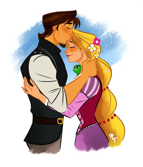 Flynn Rider gave Rapunzel a romantic kiss on her forehead Flynn And Rapunzel, Rapunzel Y Flynn, Forehead Kiss, Tangled The Series, Frozen And Tangled, Tangled Adventure, Rapunzel And Eugene, Disney Princess Rapunzel, Disney Fanart