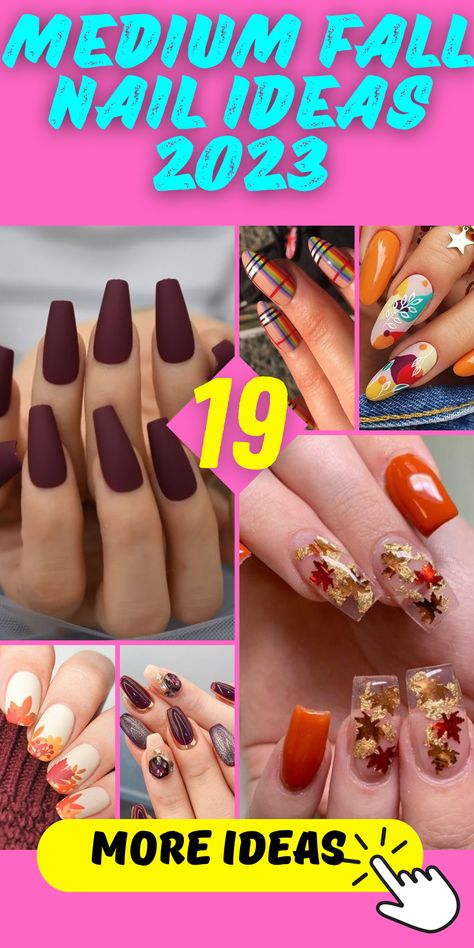 Get inspired by the autumn season with beautiful medium fall nails 2023. Whether you prefer acrylic or natural nails, there's a design that will complement your style. Explore a variety of nail art ideas, from simple and elegant designs to bold and vibrant patterns. Embrace the autumn color palette with shades like warm burgundy, deep navy, and earthy green. Show off your medium fall nails and make a fashion statement this season. Fall Nails 2023, Nail Striping Tape, Taupe Nails, Chic Manicure, Fall Nail Ideas, Warm Browns, Geometric Nail Art, Nail Stencils, Moon Nails