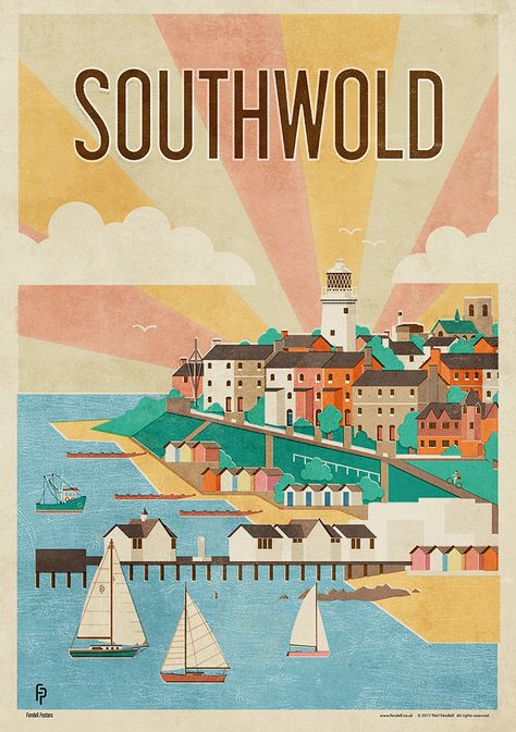 Suffolk Coast, Posters Uk, Old Railway, Railway Posters, Wrapping Paper Design, A4 Poster, Canvas Print Display, North Sea, Travel Tours