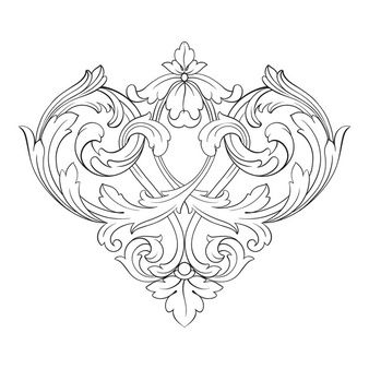 Motif Baroque, Filigree Tattoo, Baroque Frames, Ornament Drawing, Baroque Ornament, Baroque Art, Fluffy Slime, Stencil Patterns, Poses References