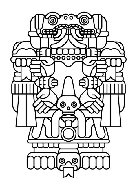 Coatlicue, diosa de la fertilidad, madre de los 400 surianos y de la diosa Coyolxauhqui Mexican Pyramid Tattoo, Rune Vichinghe, Aztec Symbols, Mayan Tattoos, Wiccan Tattoos, Inca Tattoo, American Indian Tattoos, Aztec Tattoo Designs, Mayan Symbols