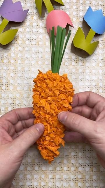 𝗔𝗿𝘁𝘀 & 𝗖𝗿𝗮𝗳𝘁𝘀✨ Timm on Instagram: "This cardboard carrot spring craft is a great way for kids to learn crafting skills. It’s a fun and easy craft activity little kids will love. Make a lot of carrots and make a garland for a spring party. #carrot #processart #kidscrafts #easycraft #kidsactivities #preschool #crafty #springcrafts" Carrot Crafts For Preschool, Carrot Art And Craft, Carrot Crafts For Kids, Cardboard Vegetables, Carrot Activities For Preschool, Carrot Craft Preschool, Vegetable Art And Craft, Vegetables Crafts For Kids, Carrot Crafts