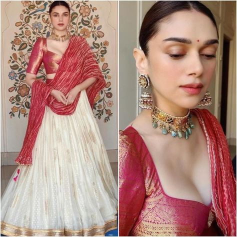 A Fashionista's Diary (@afashionistasdiaries) posted on Instagram • Nov 19, 2021 at 2:54pm UTC Aditi Rao Hydari Saree, Aditi Rao Hydari, Aditi Rao, Reception Outfit, Simple Saree Designs, Indian Outfits Lehenga, Backless Blouse Designs, Lehenga Designs Simple, Fancy Sarees Party Wear