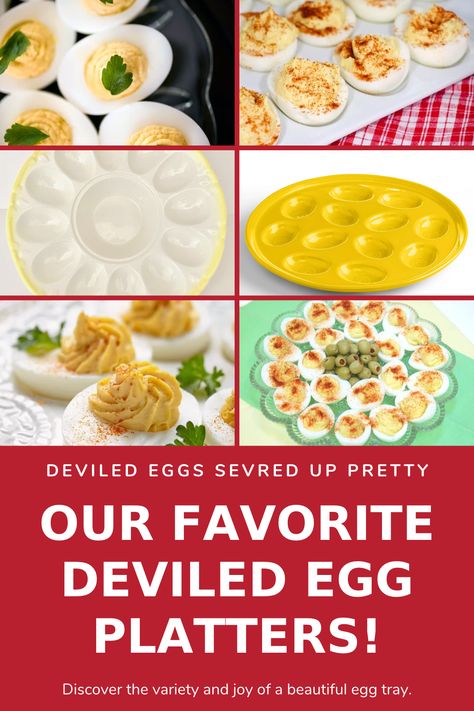 Explore our FAVORITE deviled egg platters because those yummy appetizers deserve their own amazing serving tray. Deviled eggs are the joy of any spring or festive occasion. Make them pretty with a gorgeous tray or platter. What To Serve With Deviled Eggs, Egg Platter Ideas, Deviled Egg Presentation Ideas, Deviled Eggs Tray, Deviled Eggs Presentation, How To Display Deviled Eggs, Deviled Egg Platter Ideas, Deviled Egg Display Ideas, Deviled Eggs Platter