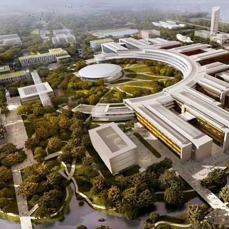 University Design Architecture, Kindergarten Architecture, University Plan, Campus Landscape, University Design, Campus Design, Hospital Architecture, University Architecture, Plans Architecture