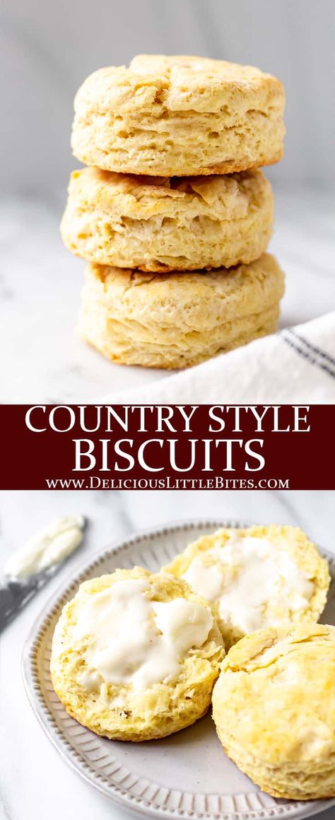 Make this easy biscuit recipe anytime for a comforting homemade treat or to impress a guest with flaky, buttery layers of pure perfection. Country Biscuits require zero fancy equipment and only 6 pantry staple ingredients. | #biscuits #homemadebiscuits #countrybiscuits #baking #flakybiscuits Country Biscuits, Easy Homemade Biscuits, Easy Biscuit, Easy Biscuit Recipe, Baked Ribs, Flaky Biscuits, Homemade Breads, Biscuits Easy, Buttery Biscuits