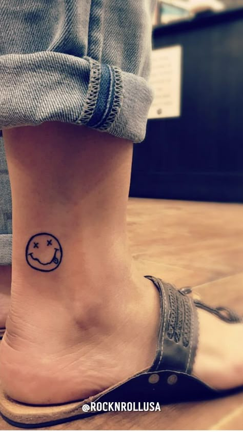 Nirvana
Tattoo
Ankle
Tattoo Ideas
Inspiration 80s Music Tattoo Ideas, Rock Music Inspired Tattoos, Nirvana Nevermind Tattoo, Small Nirvana Tattoo, Nirvana Smiley Face Tattoo, Pop Punk Tattoo Ideas, Rock Tattoo Music, Rock And Roll Tattoo Ideas, Nirvana Tattoo Lyrics