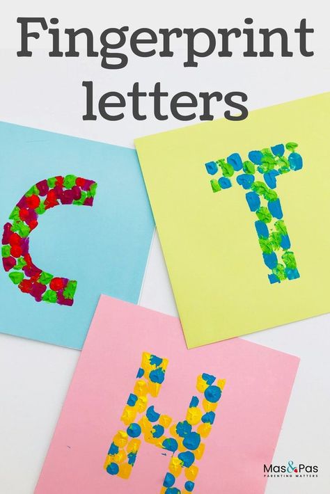 First Initial Craft Preschool, Fingerprint Letter Art, Initial Letter Name Activities, Recognise Letters Activities, First Letter Of Name Craft, First Letter Of Name Preschool Craft, Letter Land, Classroom Artwork, Making Letters