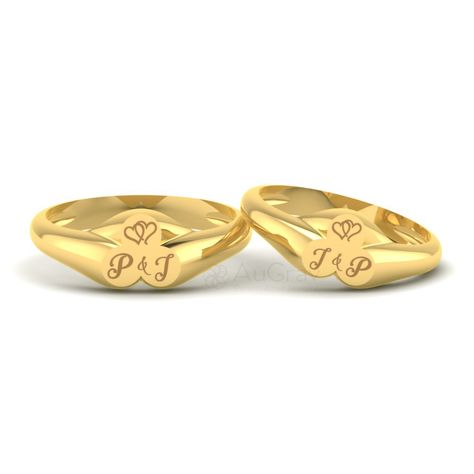 Couple Rings Gold With Name, Alphabet Rings Gold, Gold Couple Rings, Couple Rings Gold, Personalized Gold Jewelry, Personalized Engagement Rings, Couple Ring Design, Gold Initial Ring, Womens Silver Jewelry