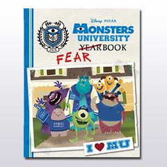 Monsters University Fearbook | Disney Books Highschool Yearbook Ideas, Creative Yearbook Ideas, Monster University Birthday, Monster University Party, Yearbook Class, Monsters Inc University, Disney Storybook, Yearbook Pages, Yearbook Covers