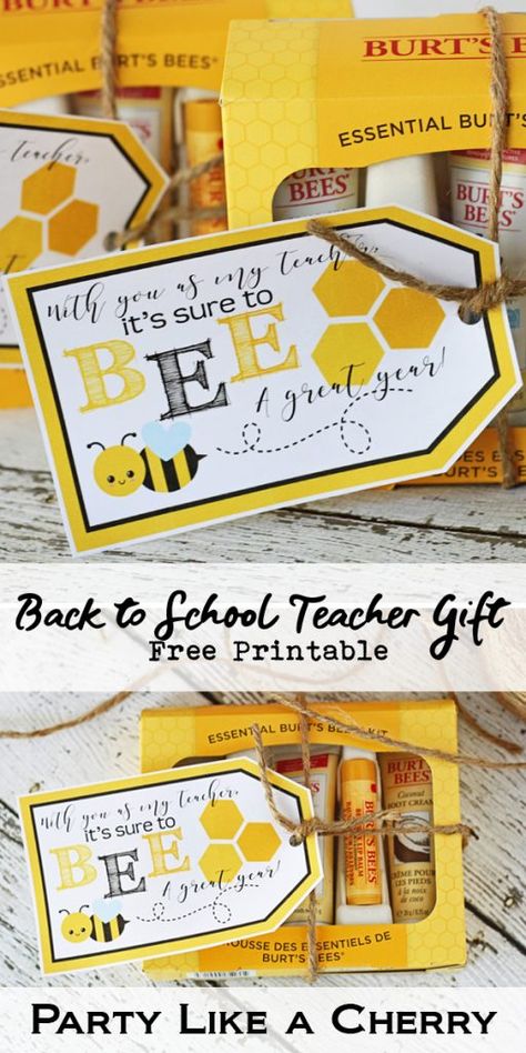 Bee Items Gift Ideas, Bee Gift Tags Free Printable, Teacher Candle Gift Tag Free Printable, Bee Tags Free Printables, Back To School Teacher Gift Ideas, Thoughtful Teacher Gifts, Bee Teacher Gifts, Bee Gift Ideas, Back To School Cards