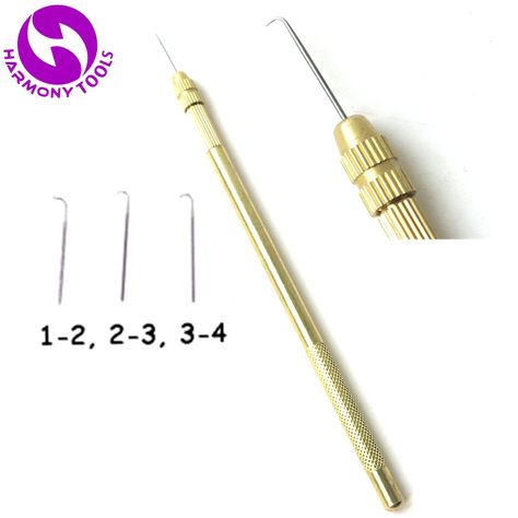 HARMONY 1pc Copper Brass Holder + 3pcs Ventilating Needles For Making Lace Wigs Toupee Hairpiece Wig Knotting Crochet Hook Ventilating Needle, Making Lace, Mega Hair, Needle Holder, Crochet Needles, Needle Lace, Wig Making, Crochet Hook, Full Lace Wig