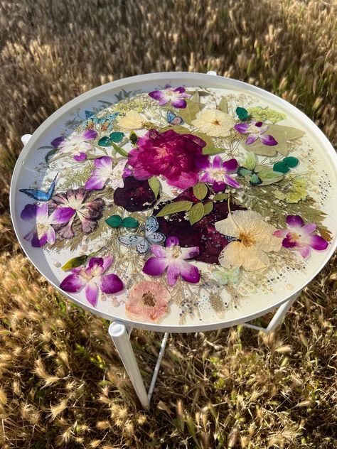 Custom Pressed Wedding Flowers Bridal Bouquet. Pressed Flowers - Etsy Pressed Wedding Flowers, Pressed Flowers Art, Tray Side Table, Pressed Flower Art, Flower Care, Fish Painting, Flowers Art, Tray Table, Clear Resin