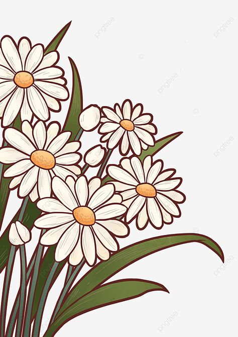 Daisy Flower Drawing, Cute Flower Drawing, Daisy Drawing, Easy Flower Drawings, Daisy Art, Flower Drawing Design, Daisy Painting, Flowers Clipart, Cartoon Flowers