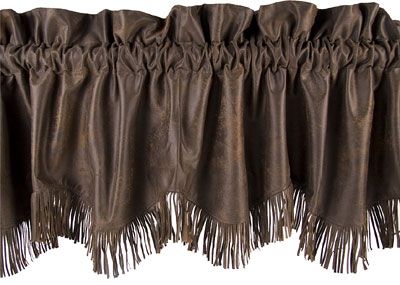 Western Valance, Rustic Valances, Western Curtains, Rustic Window Treatments, Brown Curtains, Western Bedding, Leather Kitchen, Rustic Window, Western Rustic