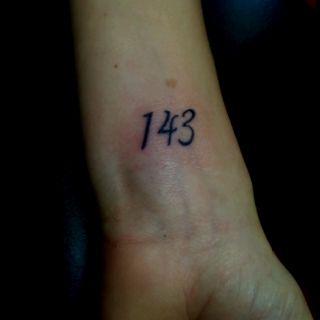 143-I love you. The numbers go with the letters. <3 tatt 143 Tattoo Ideas, 143 Tattoo, Matching Tats, Love Yourself Tattoo, Tattoo Lettering Styles, Number Tattoos, Wrist Tattoo, Lettering Styles, Tattoo Lettering