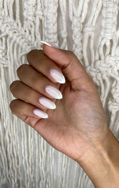 Off White French Tip Nails Almond, Funny Bunny With French Nails, French Tip With Funny Bunny, French Tip Nails Funny Bunny, White On White Almond French, French Nails Funny Bunny, French Almond Nails Design White, White On White Almond Nails, French Tip Funny Bunny