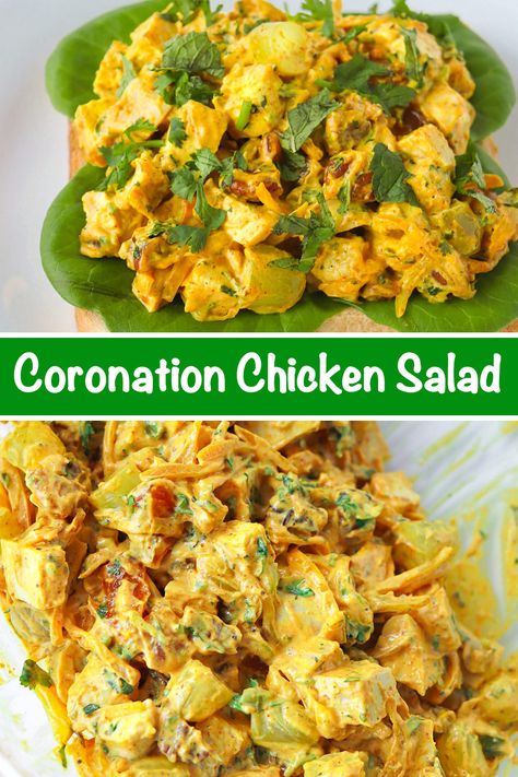 Chicken Salad With Red Peppers, Apricot Chicken Salad Recipe, Coronation Chicken Curry, Cold Curry Chicken Salad, Easy Coronation Chicken Recipe, Coronation Chicken Salad Recipe, Cold Chicken Lunch Ideas, Easy Summer Lunch Recipes, Curried Chicken Salad Recipe