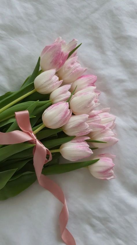 Tulip Aesthetic, Flower Screensaver, Pink Tulips Bouquet, Flower Boquet, Flowers Wine, Boquette Flowers, Tulip Bouquet, Party Dresses Online, Nothing But Flowers