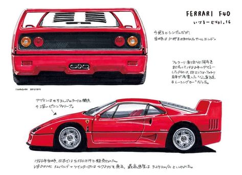 Race Car Reference, F40 Sketch, Ferrari F40 Aesthetic, Ferrari F40 Drawing, F40 Drawing, Ferrari Poster, White Ferrari, Cool Car Drawings, Creative Writing Tips