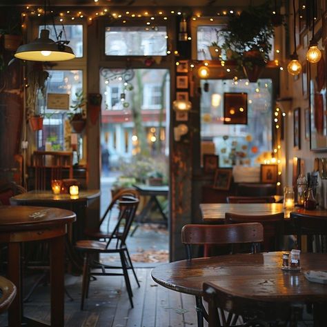 Cafe Themes Interior Design, Coffee Shop Fireplace, Coffeeshop Aesthetic Cozy, Wooden Cafe Design, Aesthetic Cafe Photos, Rustic Cafe Decor, Cafe Interior Design Cozy, Cozy Restaurant Interior, Cozy Cafe Aesthetic